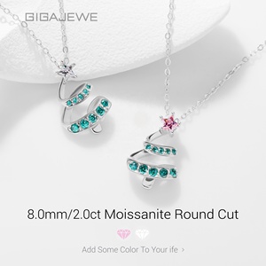 Kalung Moissanite GIGAJEWE Hadiah Natal dengan Pita Cantik, Berlapis Emas 18K Perak 925, Liontin Potongan Bintang Warna Pink Hijau - Product Image 3