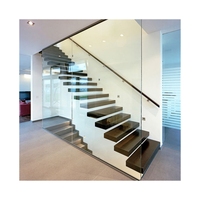 Escalier moderne PRIMA en acier inoxydable et bois, personnalisable, avec installation DIY, pour villa et hôtel