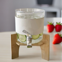Baril à vin, jus, lait ou bière classique de 2,3 L en verre borosilicate soufflé à la main avec robinet en plastique – Idéal pour les fêtes et la cuisine