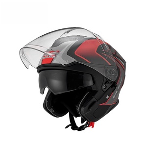 Casque de moto demi-visage en gros avec visière solaire rabattable, visière amovible et boucle à dégagement rapide - Product Image 4