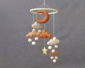 Cintre en peluche bohème organique, à paillettes, étoile, nuage, arc-en-ciel, en peluche, pour bébé fille et garçon, pépinière - Product Image 1