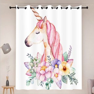 Rideaux occultants d'impression numérique de dessin animé de <span class=keywords><strong>licorne</strong></span> Rideaux d'impression numérique 3D classiques pour chambre d'enfants - Product Image 3