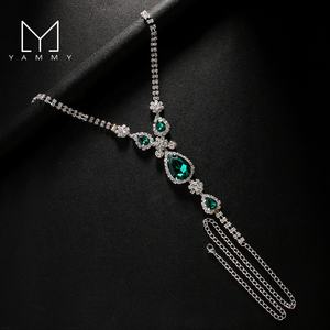 Venta caliente gota de agua verde diamante ropa interior cadena Sexy Rhinestone cuerpo cadena moda accesorio cuerpo cadena - Product Image 1
