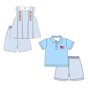 Conjuntos de Ropa Casual para Niños con Estampado de Bandera de EE. UU. del 4 de Julio, Personalizados, de Spandex/Poliéster, al por Mayor, Atuendos de Primavera y Otoño - Product Image 1