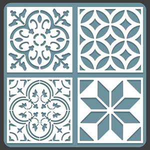 Ensemble de pochoirs marocains - Lot de quatre motifs 6x6 pour peindre les murs, les sols, les tissus ou les pochoirs en bois - Product Image 2