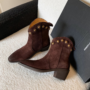 Bottes d'hiver pour femmes, style bare boots, respirantes, à enfiler, avec tige en cuir de vachette et semelle intérieure en EVA, pour l'automne/hiver - Product Image 3