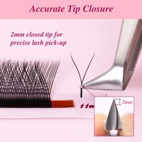 Pince à cils Veyes Inc JP-Artisan polie à la main, ergonomique en acier inoxydable pour extensions de cils en éventail