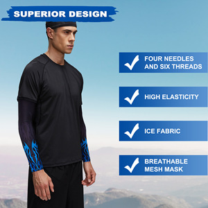 ปลอกแขนปั่นจักรยาน สีดำ ลายเปลวไฟสีน้ำเงิน ป้องกันรังสียูวี กีฬากลางแจ้ง สำหรับผู้ใหญ่ทุกเพศ - Product Image 4