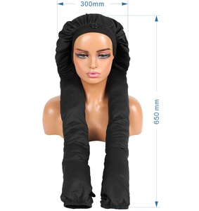 Bonnet de nuit long en tissu samouraï pour dormir, réglable, bonnet de nuit long en tissu soyeux pour femmes, tresses, cheveux bouclés avec logo personnalisé - Product Image 6