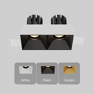 Xrzlux Dubbele Koppen Vierkant Led Downlights Verstelbare Anti-Glare Verzonken Cob Led Down Light Aluminium Etl Led Can Lights 30W