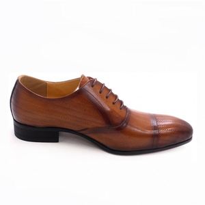 Chaussures à lacets pour hommes, chaussures Oxford en cuir véritable, chaussures décontractées pour affaires, chaussures habillées pour mariage, fête, bureau, chaussures de mode - Product Image 4