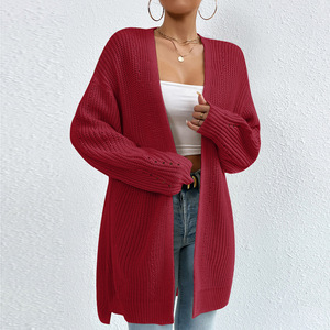 D&M Cardigan en <span class=keywords><strong>tricot</strong></span> pour <span class=keywords><strong>femme</strong></span>, ample, mi-long, décontracté, à motif géométrique, pour l'automne - Product Image 3