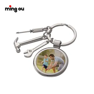 Gifts for Dad Fathers Day Sublimation Round Tool Keychains Hammer Screwdriver Wrench Keychain