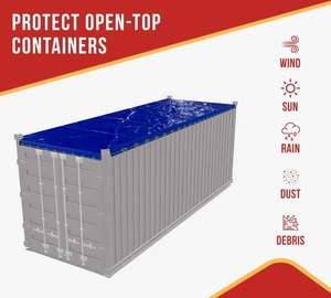 Lonas de Vinilo Azul Resistente de 18 oz para Contenedores de Envío, Impermeables, con Cables de Amarre para una Cubierta Segura - Product Image 3