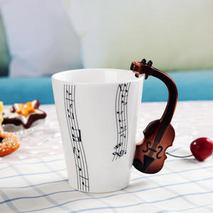 Divertida forma de violín mango dibujos animados mágicos <span class=keywords><strong>3D</strong></span> taza de música de cerámica taza de leche música taza de café taza creativa - Product Image 5