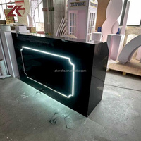 Meja Display Buffet PVC Hitam ZKAI dengan Lampu LED untuk Dekorasi Pesta Pernikahan