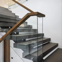 Luxus-Edelstahl-Glas geländer für gerade Treppen Moderner Wirbelsäulen stringer mit LED-Licht für die Wohnungs treppe