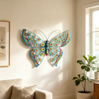 Ornement mural en métal multicolore en forme de papillon 3D, pour l'intérieur et l'extérieur, fourni par l'usine