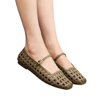Sandales plates en plastique à bout carré style Jelly; Escarpins tendance à enfiler avec boucle; Sandales décontractées polyvalentes ajourées à bride unique pour l'été