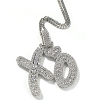 Novedad 2022 en Tendencia: Collar con Colgante XO Brillante, Colgante de Letra CZ, Amuleto XO Hugs Kisses Estilo Hiphop, Joyería para Raperos