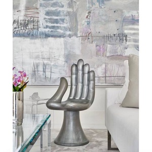 Silla Casual Nórdica Artística de Fibra de Vidrio con Forma de Palma, Respaldo Individual con Diseño de Mano de Buda, Mueble Decorativo Modelo 006 - Product Image 3