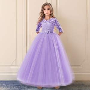 6-14 Years Flower Lace Dress Girls Clothes Princess Party Pageant Long Gown Kids Dresses for Girls Wedding Evening Clothing - Product Image 5