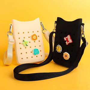 Linda Bolsa de Playa de Silicona 3D con Diseño de Agujeros DIY y Correa para el Hombro, Fundas para Teléfono Móvil para iPhone 15 ProMax, Bolsa Cruzada - Product Image 2