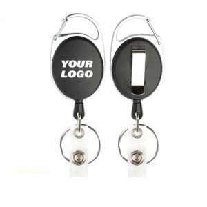 Wholesale Retractable Carabiner Badge Reel Ellipse <b>ID</b> Card Badge <b>Holder</b> Keychain - Product Image 1