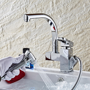 Flexible Sprayer Chrome Brass Single Handle Pull Out Kitchen AT9968 - Product Image 1