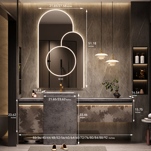 Mobile <span class=keywords><strong>Bagno</strong></span> Sospeso Classico Minimalista con Lavabo Singolo <span class=keywords><strong>e</strong></span> Specchio Smart Incluso per Bagni Moderni - Product Image 6