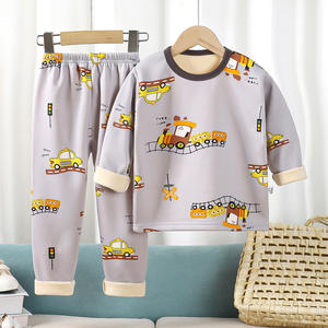 Ensemble de sous-vêtements thermiques pour enfants en soie de lait et polyester, dessin animé, garçons et filles, doublure en polaire, épais, caleçons longs, vêtements de maison pour bébé, pyjamas - Product Image 4