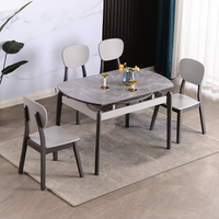 Structure de table à manger minimaliste moderne extensible en rond, avec chaises en bois brut ou rembourrées en option