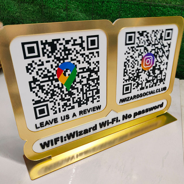 Business Review Google Qr Code Display Stand Acrylic Plaque With Password Info Wifi Sign for Bars Shop