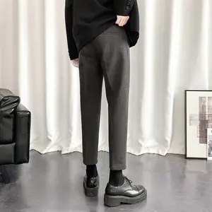 Anzug Hosen Herrenhosen Herren Tweed Freizeithosen Wolle koreanische Version des Neun-Punkte-Trends von locker gerade warm verdickt