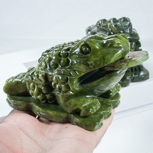 Artesanías de cristal Natural de Jade serpentina tallada a mano, tallas de cristal de <span class=keywords><strong>sapo</strong></span> de dinero de Jade verde, <span class=keywords><strong>sapo</strong></span> de la suerte para Decoración - Product Image 5