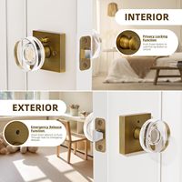 Poignées de porte en cristal, laiton antique, serrure intérieure à verrouillage, poignée de porte en verre, style vintage pour chambre et salle de bain