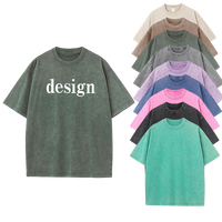 Camisetas de punto vintage lisas al por mayor de 230 g/m² con lavado ácido, de algodón grueso, oversize para hombre