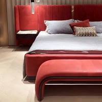 Cadre de lit modulaire moderne en bois de pin chinois, en velours, grand lit king size, ensemble de chambre principale avec lit double et grande tête de lit