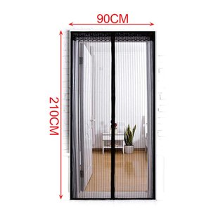 Nero magnetico Fly Screen tenda per porta finestra 90x210cm moderno per Velcro adesivo poliestere in fibra di vetro di plastica per uso domestico