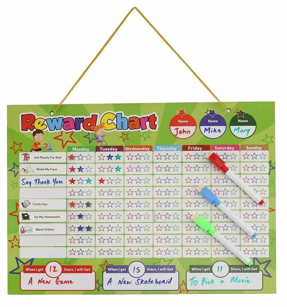 Educational Tool Custom Star Stickers Magnetic Reward Chart Wall Hanging Magnetic Kids Chore Charts