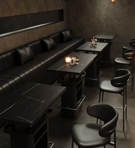 Proyecto de Muebles de Bar Comerciales a Medida: Conjunto de Asientos Seccionales Acanalados de Alta Gama y Mesa de Bar Escalonada - Product Image 3