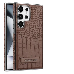 Ốp điện thoại da cá sấu cao cấp với giá đỡ hợp kim nhôm dành cho Samsung S25u S24, chất liệu da + PC + TPU - Product Image 1