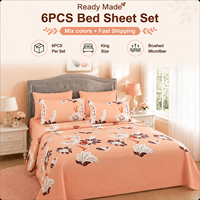 Ensemble de draps de lit king size prêt à l'emploi en 6 pièces, ensemble de literie au toucher coton avec drap-housse, drap plat et 4 taies d'oreiller