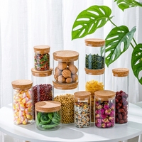Pot en verre borosilicate moderne de 1000 ml, livraison directe d'usine, pot de conservation en verre scellé avec couvercle en bois pour le stockage du thé et des aliments