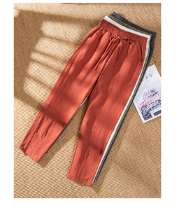 <span class=keywords><strong>Pantaloni</strong></span> Casual in Lino/Cotone da Donna, Vestibilità Ampia, Stile <span class=keywords><strong>Carrot</strong></span>, Vita Alta Elasticizzata, Laccio Frontale, Lunghezza alla Caviglia - Product Image 3