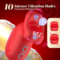 BDSM Hochwertiger Tragbarer 10-Gang IPX7 Wasserdichter Silikon-ABS Saugvibrator Starker Zungen-Leckvibrator für Brustwarzen und Klitoris