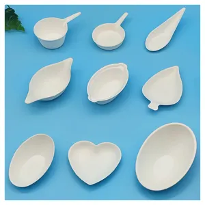 Hot Elegant Bagasse Degradable Tableware Disposable Restaurant Heart Shape Soy Appetizer Wedding Dishes