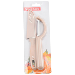 Ensemble de 2 couteaux à fruits et éplucheurs, manche en PP, lame en acier inoxydable, emballage sous blister pour supermarché - Product Image 2