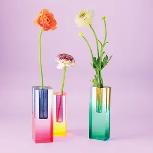 Kostenlose Probe Luxus Morden Mini K9 Kristall Acryl Vasen für Hochzeit Tisch Blumenvasen Ornamente Dekoration