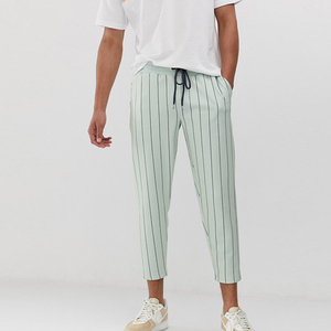 YIHAO marca de alta calidad de moda luz verde sandía rayas casuales de los hombres <span class=keywords><strong>pantalones</strong></span> de seda - Product Image 1